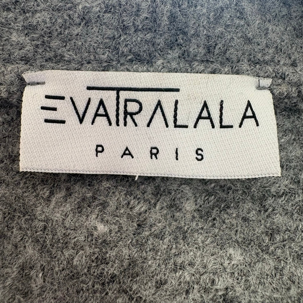 Women's EVARALALA PARIS Gray Wool Cape Jacket Size L - Picture 6 of 8